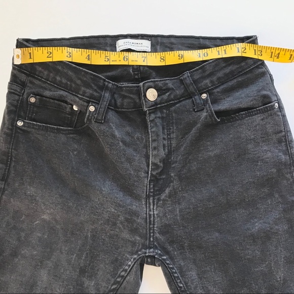 Zara Woman Black Acid Wash Skinny Jeans Size 6 - Picture 6 of 7